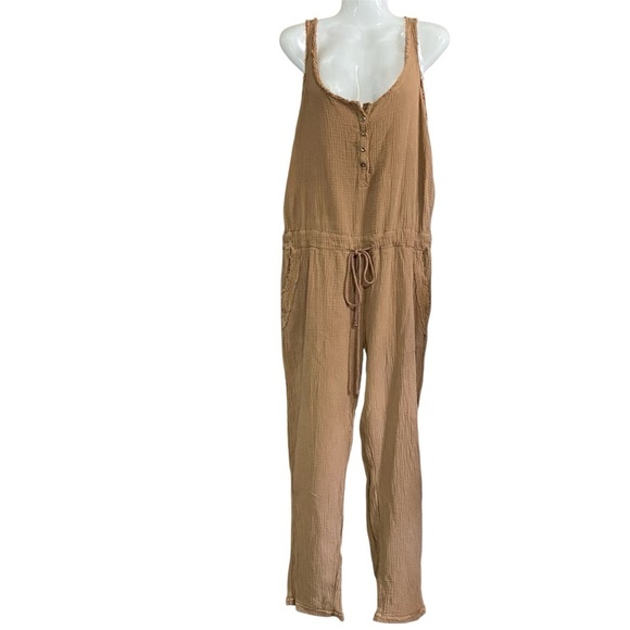 LAWLESS Light Brown Sleeveless Jumpsuit Sz-Small - Picture 2 of 5